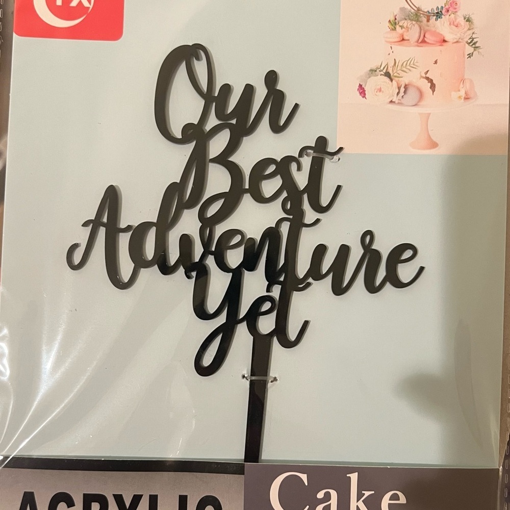 Black Acrylic Cake Topper - Our Best Adventure Yet NWT - Picture 2 of 3